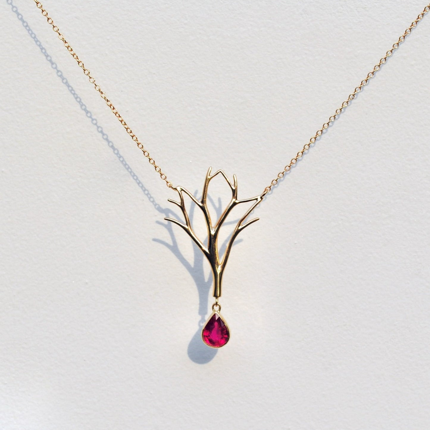 Gold Ruby Tree Pendant